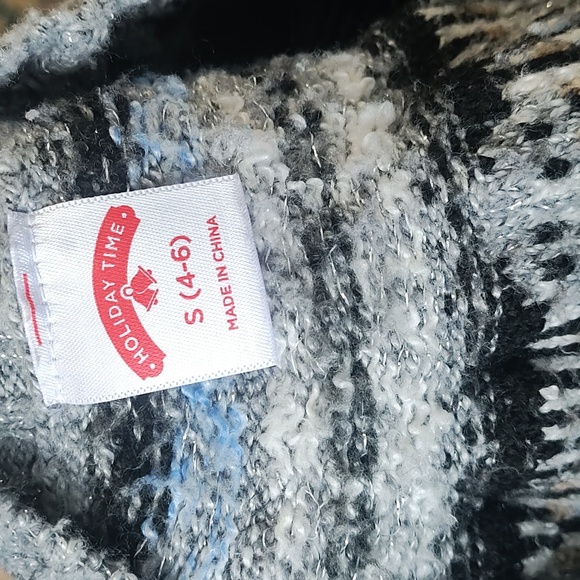 Holiday winter penguin sweater metallic blue knitted size small - Picture 8 of 10